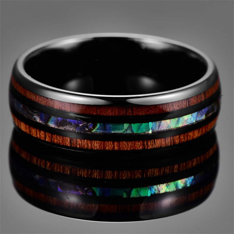 FREE Today: Koa Wood and Abalone Shell Tungsten Ring
