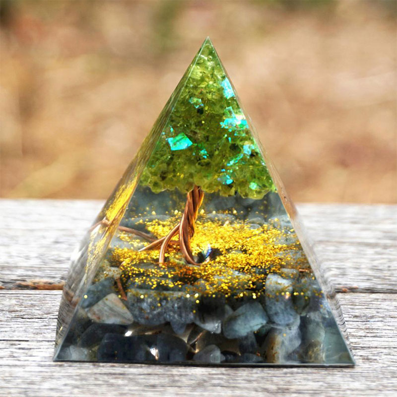 FREE Today: Moonlit Growth Peridot & Grey Moonstone Orgone Pyramid