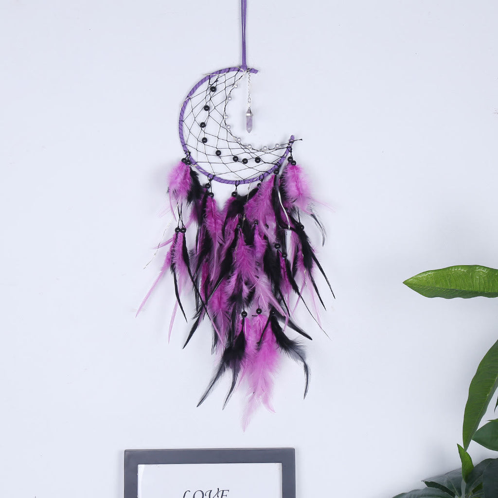FREE Today: "Peace Energy" Amethyst & Obsidian Moon Feather Dream Catcher