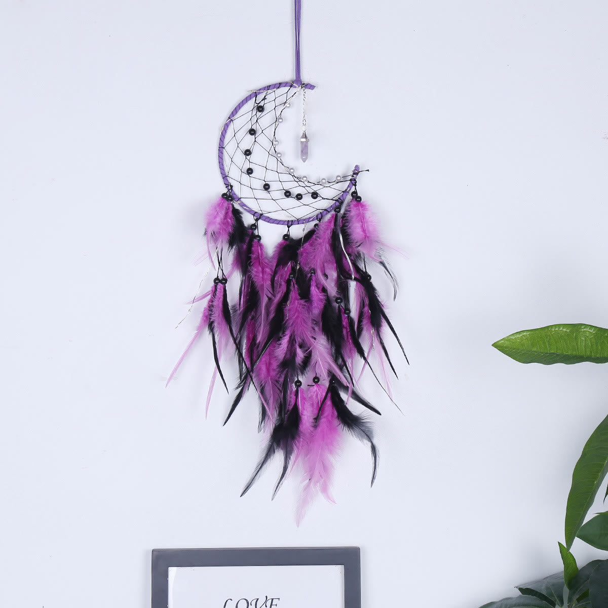 FREE Today: "Peace Energy" Amethyst & Obsidian Moon Feather Dream Catcher