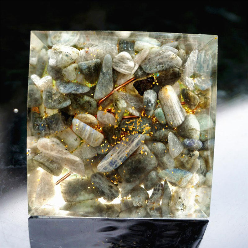 FREE Today: Moonlit Growth Peridot & Grey Moonstone Orgone Pyramid