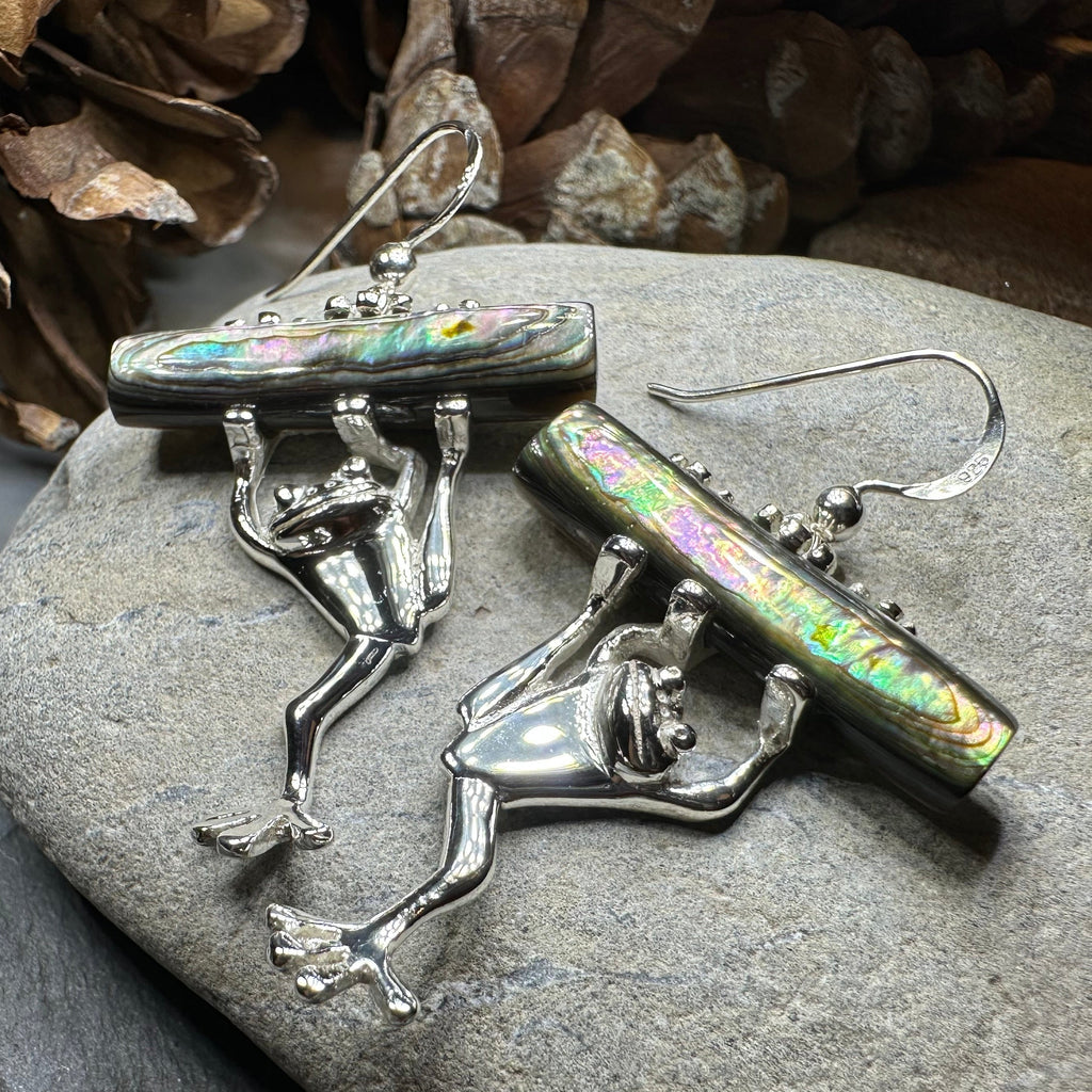 Abalone Frog Earrings