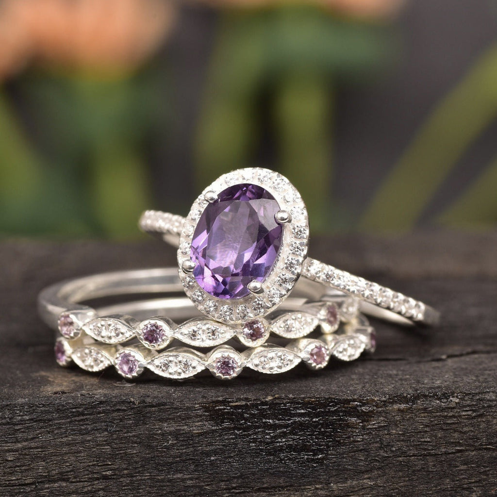 FREE Today: Alexandrite & Emerald 3 - piece Ring