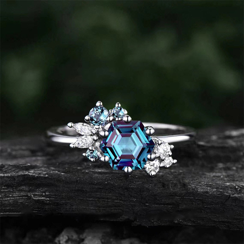 FREE Today: "Glorious Luck" - Unique Hexagon Cut Alexandrite Ring