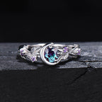 Free Today: Moon Star Color-Change Alexandrite Branch Leaf Amethyst Engagement Ring