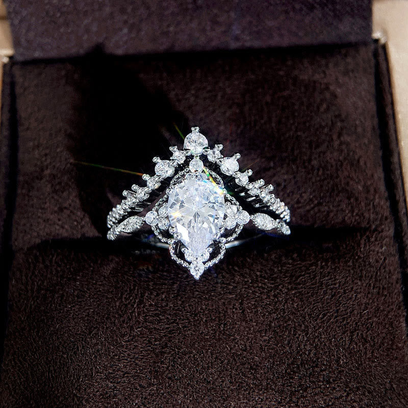 FREE Today: "Cleansing Evil" - Waterdrop Lace Crown Moissanite Two-piece Ring Set