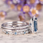 FREE Today: "Calm Ocean" - Aquamarine with Zircon 3 PCS Ring Set