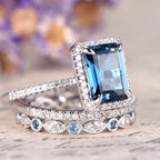 FREE Today: "Calm Ocean" - Aquamarine with Zircon 3 PCS Ring Set