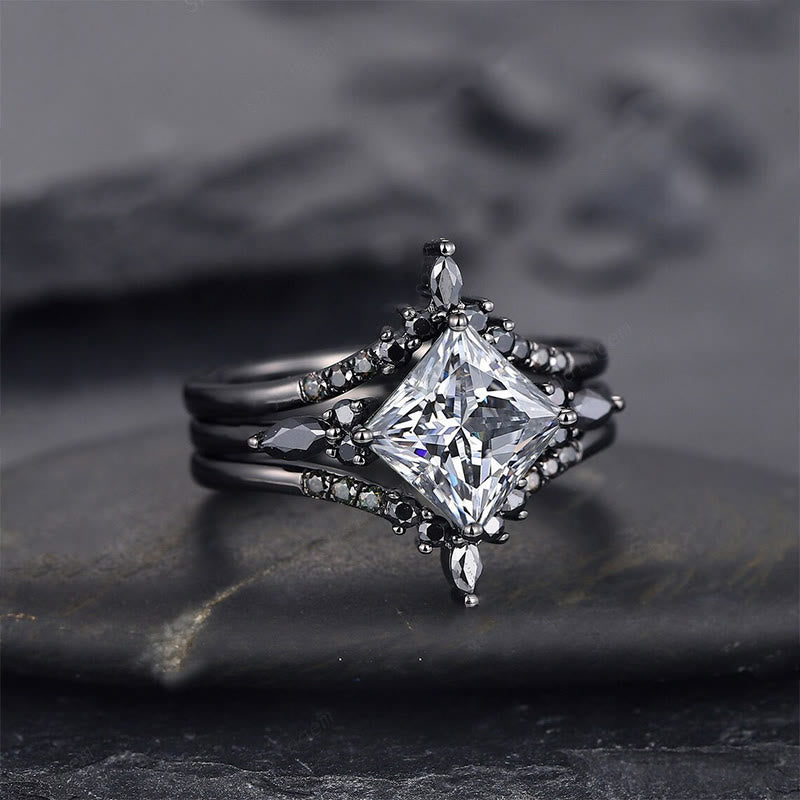 FREE Today: Zircon with Black Obsidian 3-Pieces Ring Set