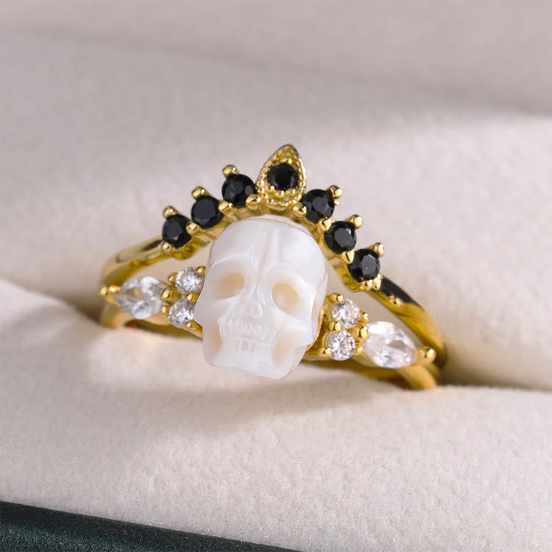FREE Today: Gothic Resin skull and Moissanite Crown Ring Set