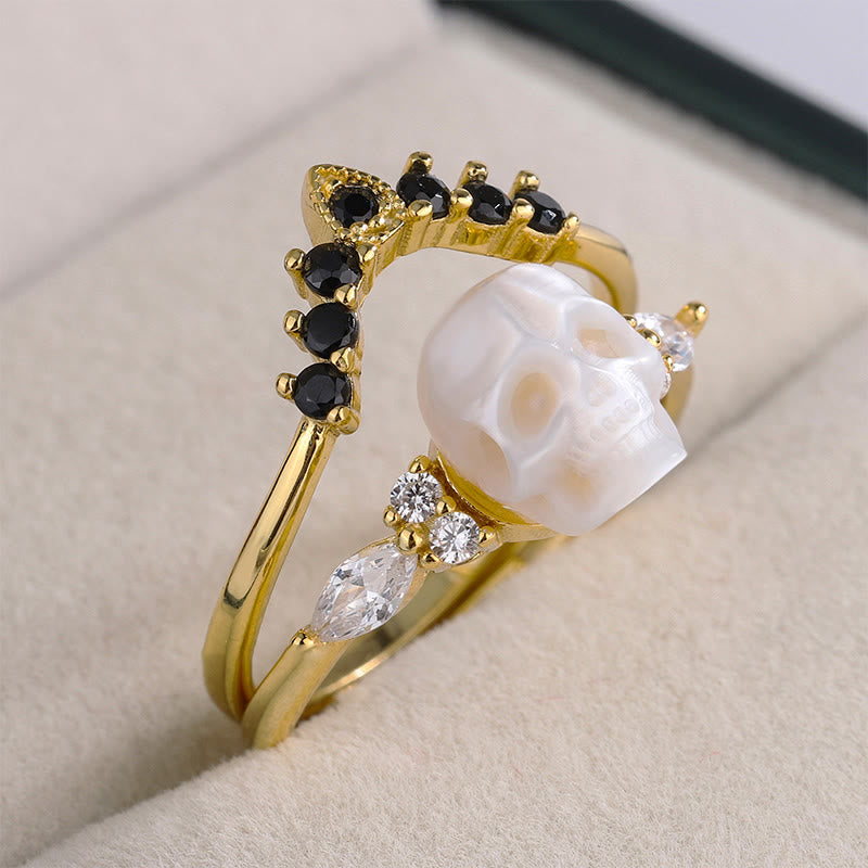 FREE Today: Gothic Resin skull and Moissanite Crown Ring Set