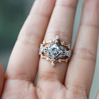 FREE Today: 3 Pcs Rose Gold Moissanite Floral Wedding Ring Set