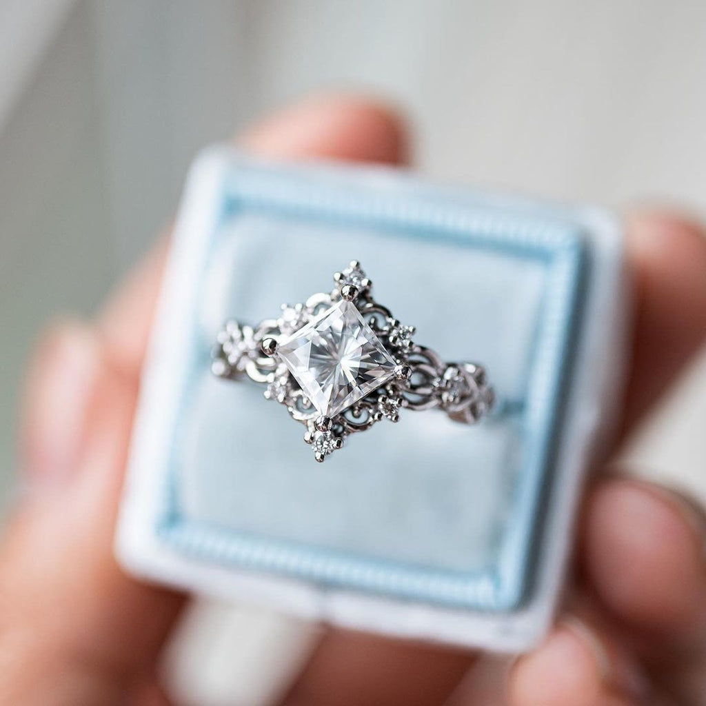 FREE Today: 3 Pcs Rose Gold Moissanite Floral Wedding Ring Set