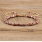 Olivenorma 2.4mm Natural Stone Roller Beads Braided Bracelet