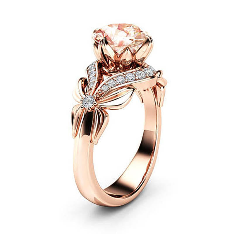 FREE Today: Rose Gold Morganite Butterfly Ring