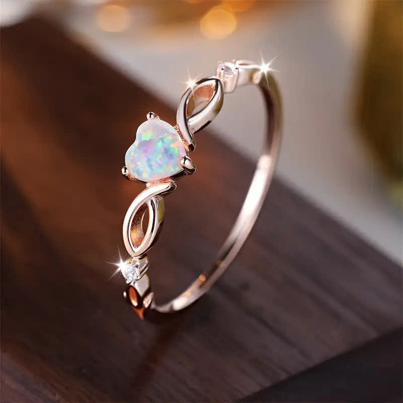FREE Today: "Eternity Unlimited" Opal Heart Engagement Wedding Ring