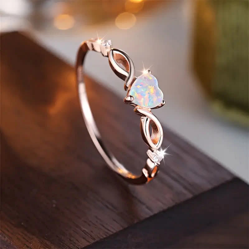 FREE Today: "Eternity Unlimited" Opal Heart Engagement Wedding Ring