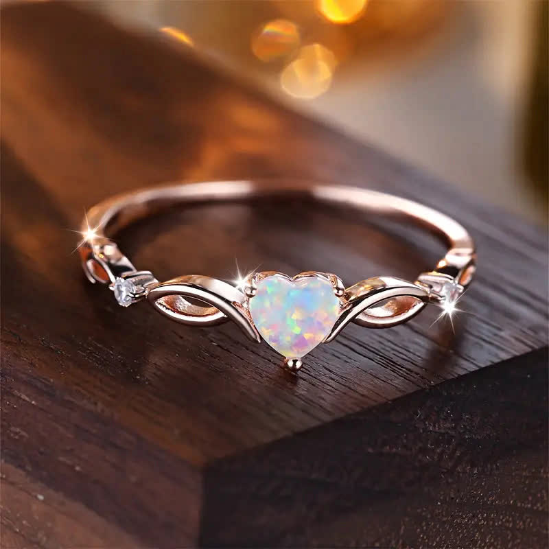 FREE Today: "Eternity Unlimited" Opal Heart Engagement Wedding Ring