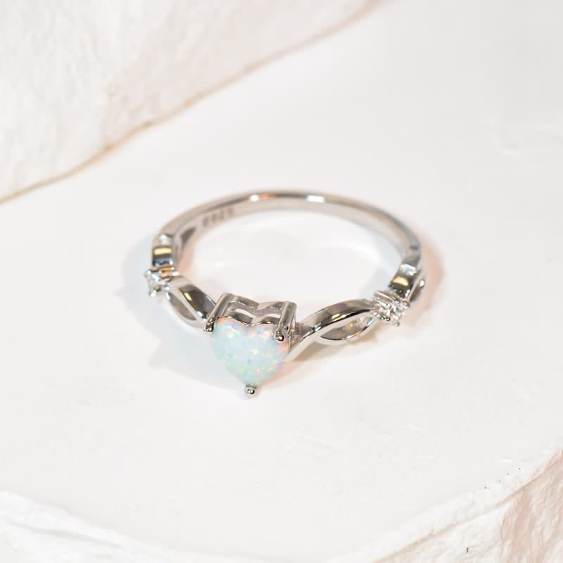 FREE Today: "Eternity Unlimited" Opal Heart Engagement Wedding Ring