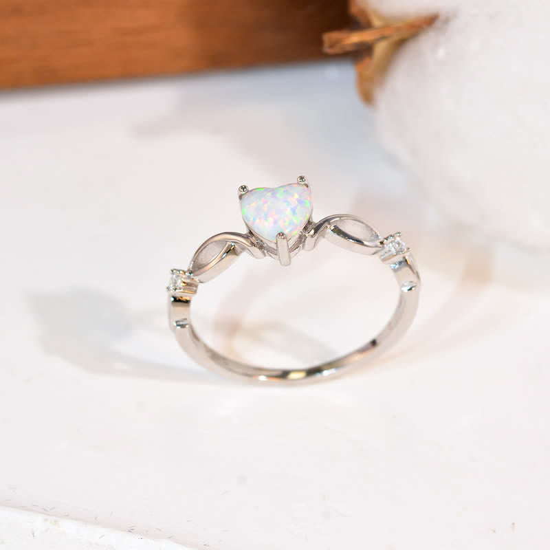 FREE Today: "Eternity Unlimited" Opal Heart Engagement Wedding Ring