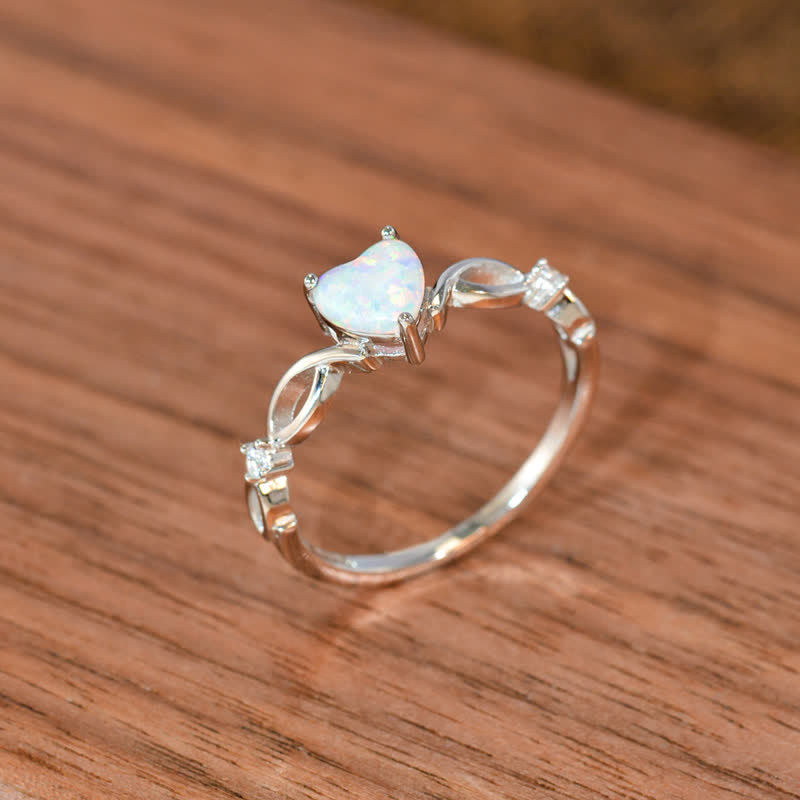 FREE Today: "Eternity Unlimited" Opal Heart Engagement Wedding Ring