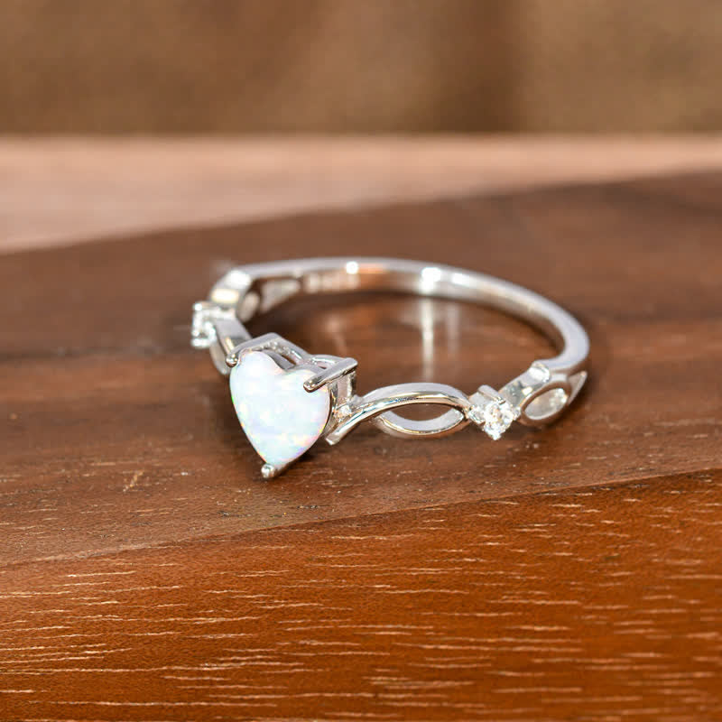 FREE Today: "Eternity Unlimited" Opal Heart Engagement Wedding Ring