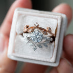 FREE Today: 3 Pcs Rose Gold Moissanite Floral Wedding Ring Set