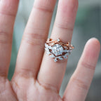 FREE Today: 3 Pcs Rose Gold Moissanite Floral Wedding Ring Set