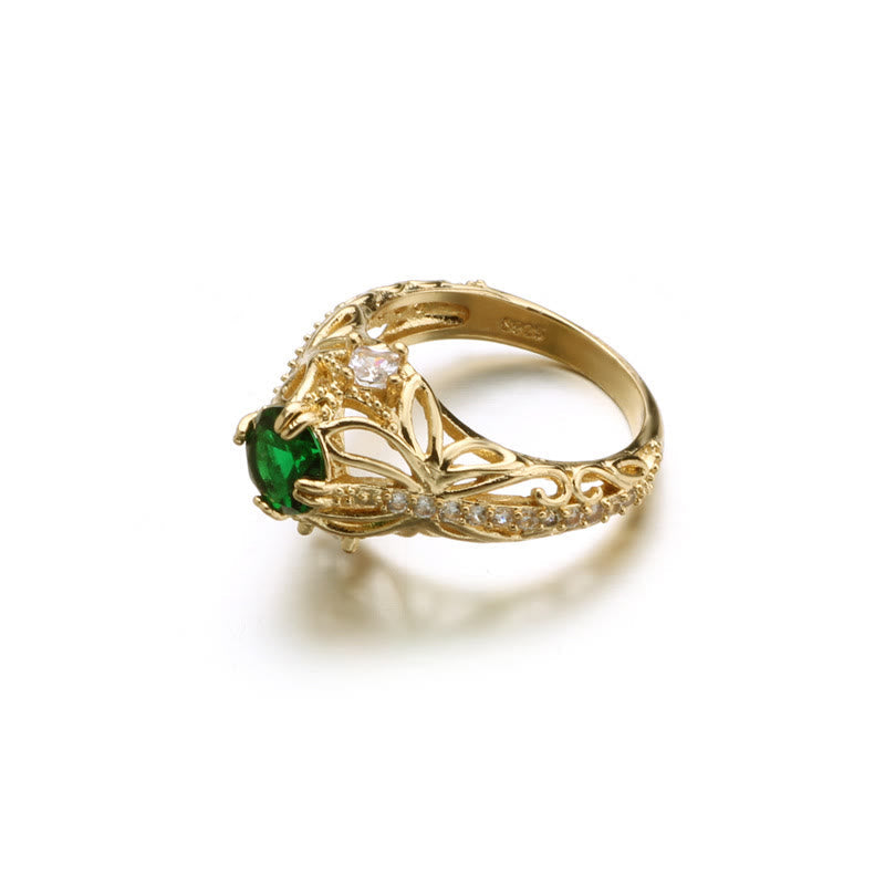 FREE Today: 925 Silver Gold Plated Vintage Emerald Wedding Ring