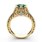 FREE Today: 925 Silver Gold Plated Vintage Emerald Wedding Ring