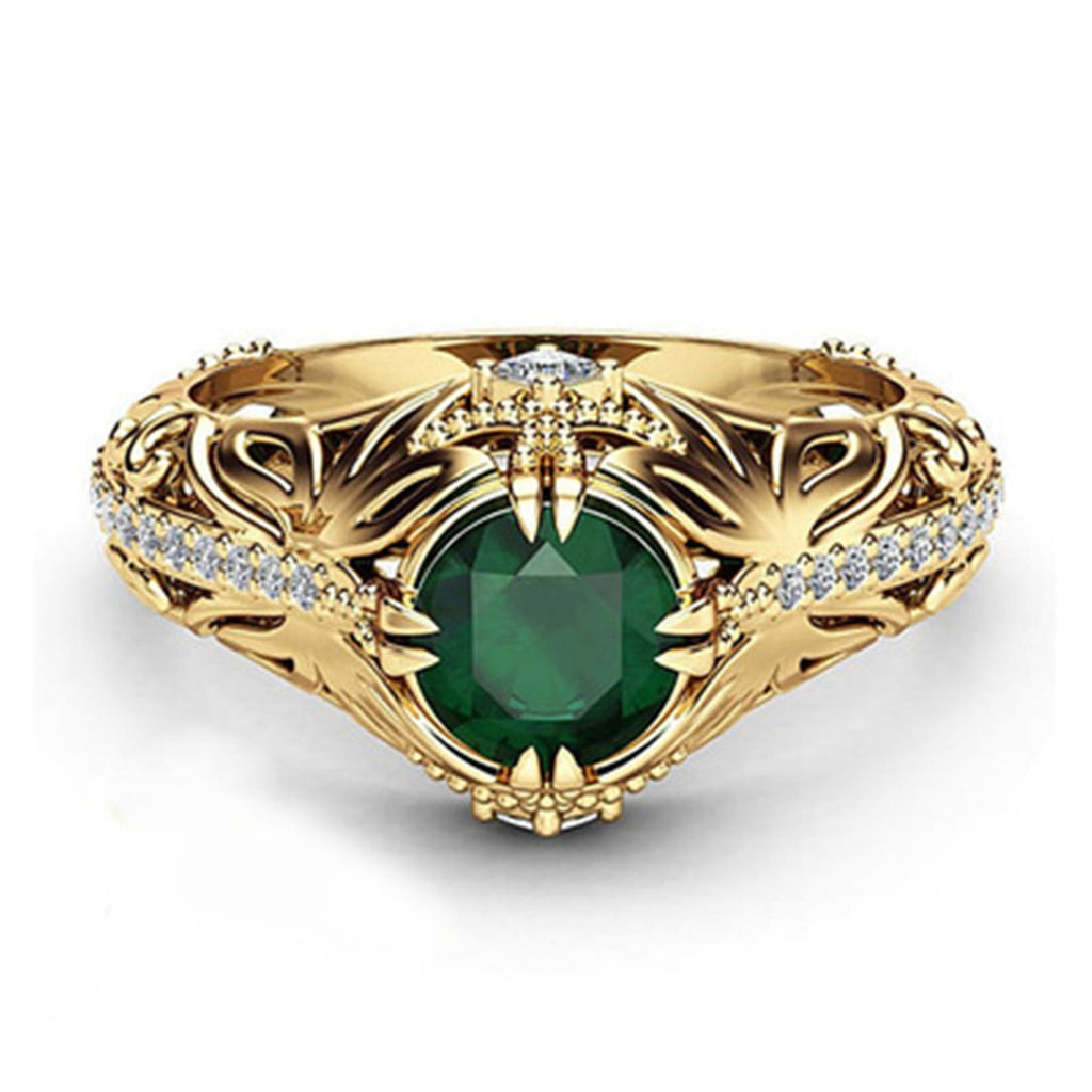 FREE Today: 925 Silver Gold Plated Vintage Emerald Wedding Ring