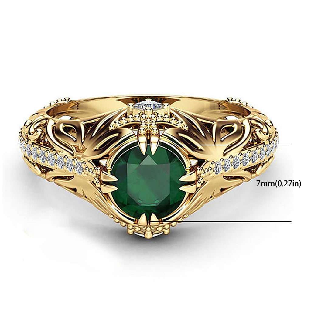 FREE Today: 925 Silver Gold Plated Vintage Emerald Wedding Ring