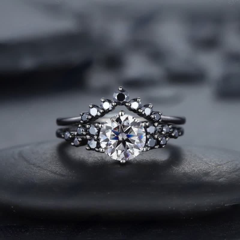 FREE Today: Zircon with Black Obsidian 3-Pieces Ring Set