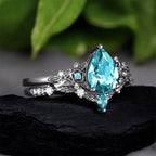 FREE Today: 2 Pcs Floral Alexandrite Black Engagement Ring Set