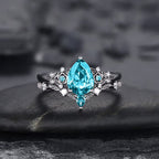 FREE Today: 2 Pcs Floral Alexandrite Black Engagement Ring Set