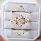 FREE Today: 3 Pcs Rose Gold Moissanite Floral Wedding Ring Set