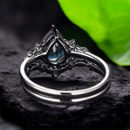 FREE Today: 2 Pcs Floral Alexandrite Black Engagement Ring Set