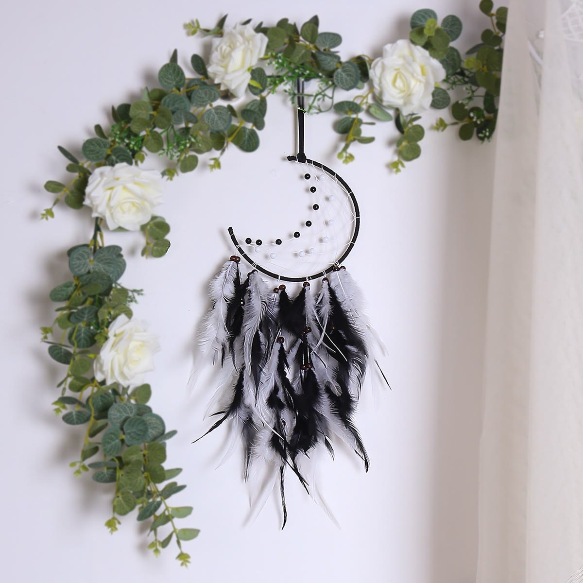 FREE Today: "Peace Energy" Amethyst & Obsidian Moon Feather Dream Catcher