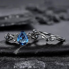 FREE Today:  Lucky Stone Aquamarine Leaf Engagement Ring Set
