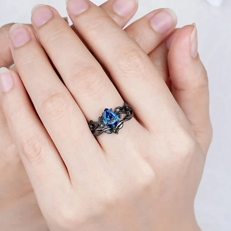 FREE Today:  Lucky Stone Aquamarine Leaf Engagement Ring Set