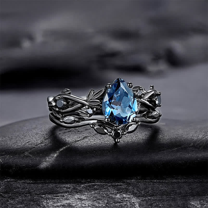 FREE Today:  Lucky Stone Aquamarine Leaf Engagement Ring Set