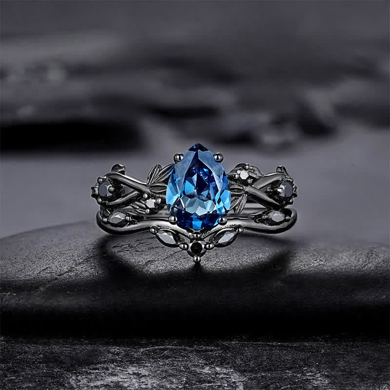 FREE Today:  Lucky Stone Aquamarine Leaf Engagement Ring Set
