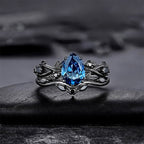 FREE Today:  Lucky Stone Aquamarine Leaf Engagement Ring Set