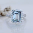 FREE Today:  Square Aquamarine with Moissanite Ring