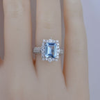 FREE Today:  Square Aquamarine with Moissanite Ring