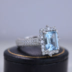 FREE Today:  Square Aquamarine with Moissanite Ring