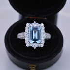 FREE Today:  Square Aquamarine with Moissanite Ring