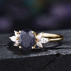 FREE Today: Oval Cut Blue Sandstone & Opal Zircon Leaf Ring