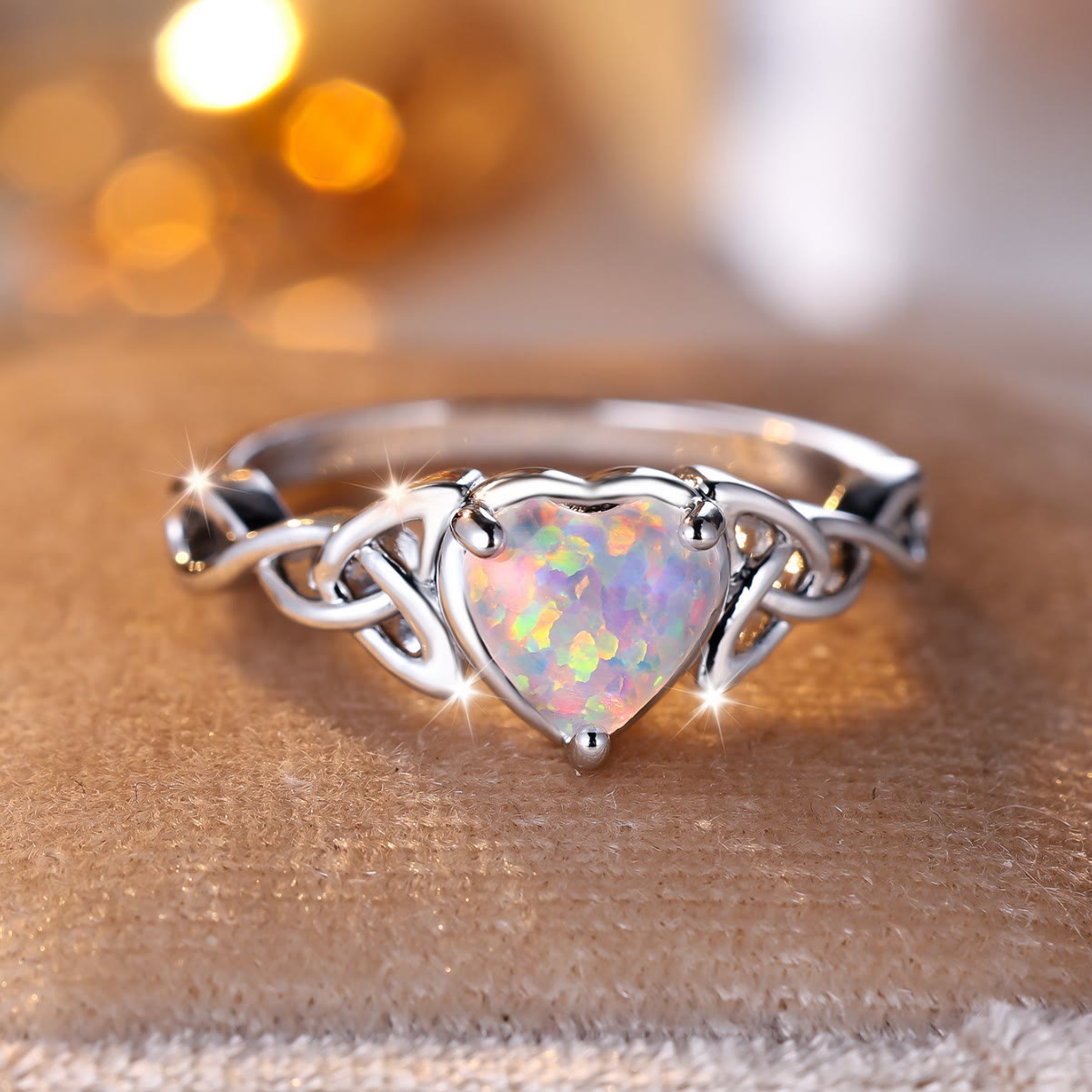 FREE Today: "Eternity Unlimited" Opal Heart Engagement Wedding Ring