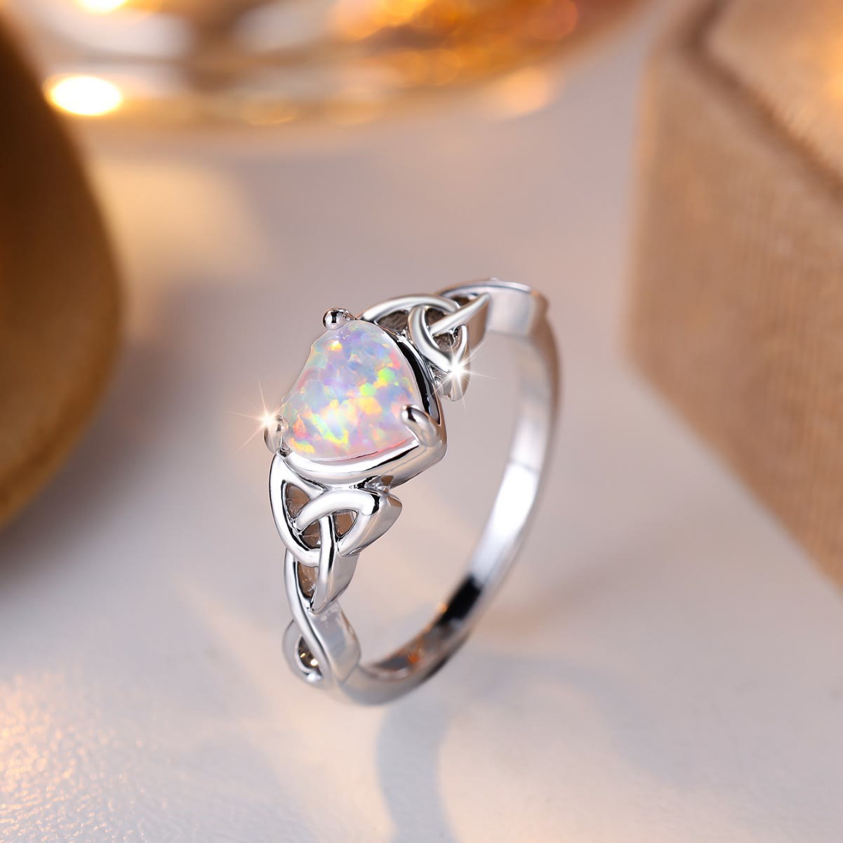 FREE Today: "Eternity Unlimited" Opal Heart Engagement Wedding Ring